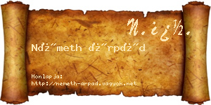 Németh Árpád névjegykártya